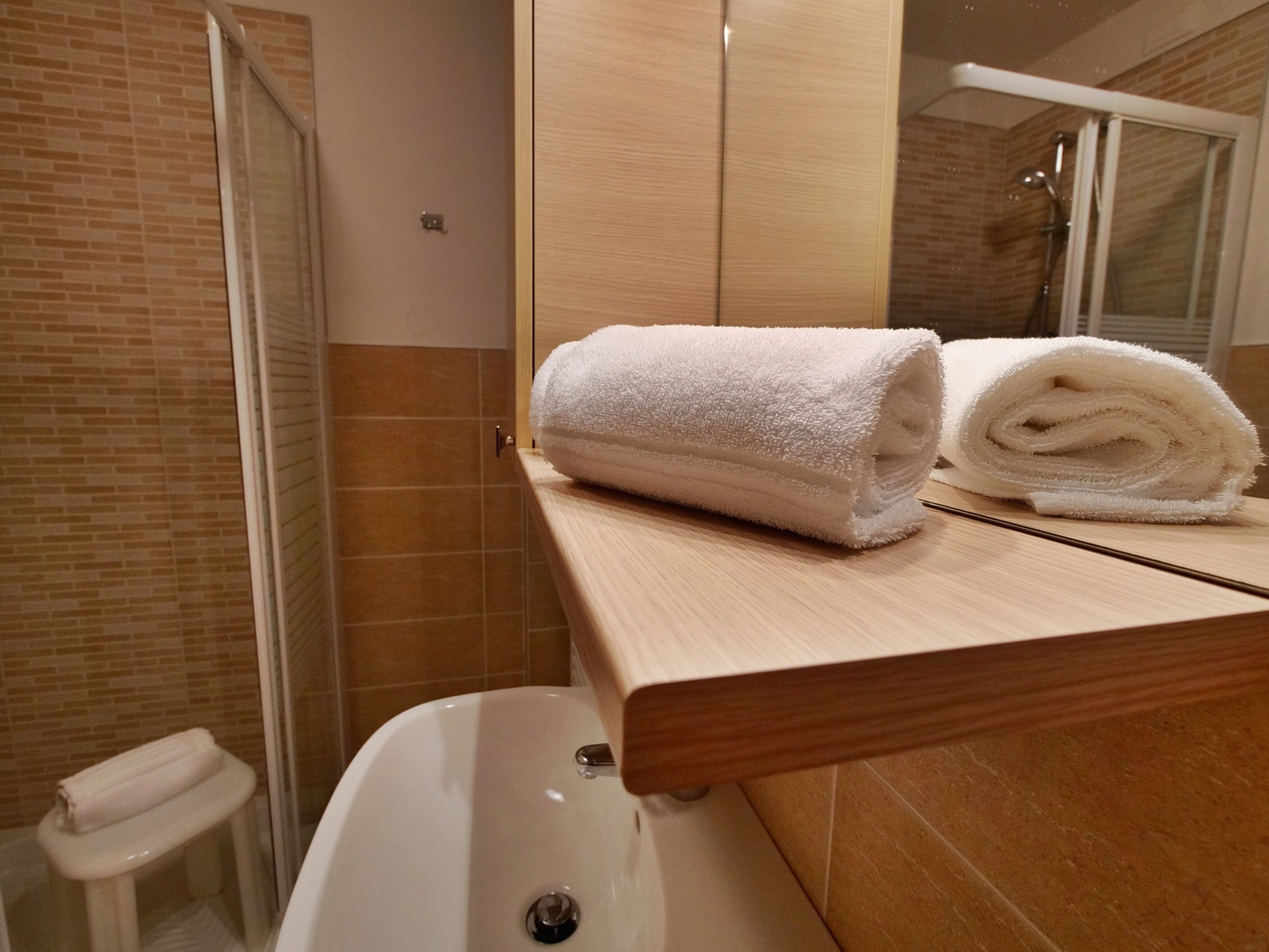 free toiletries, hair dryer, bidet, towels