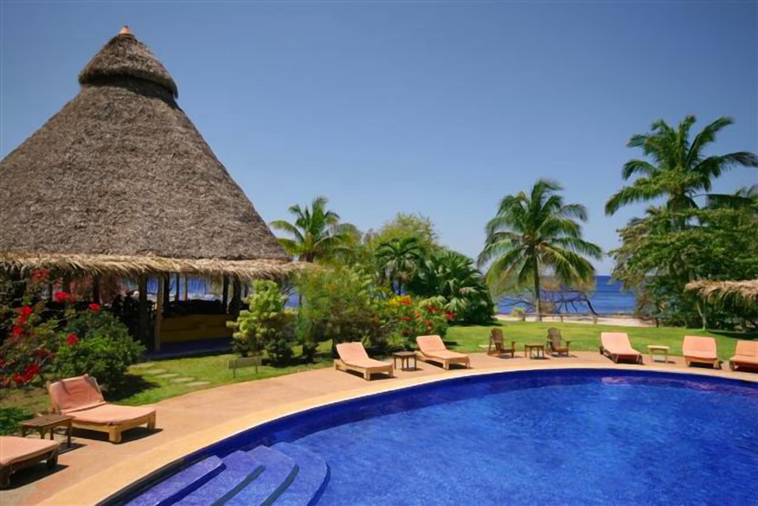 outdoor pool, pool loungers