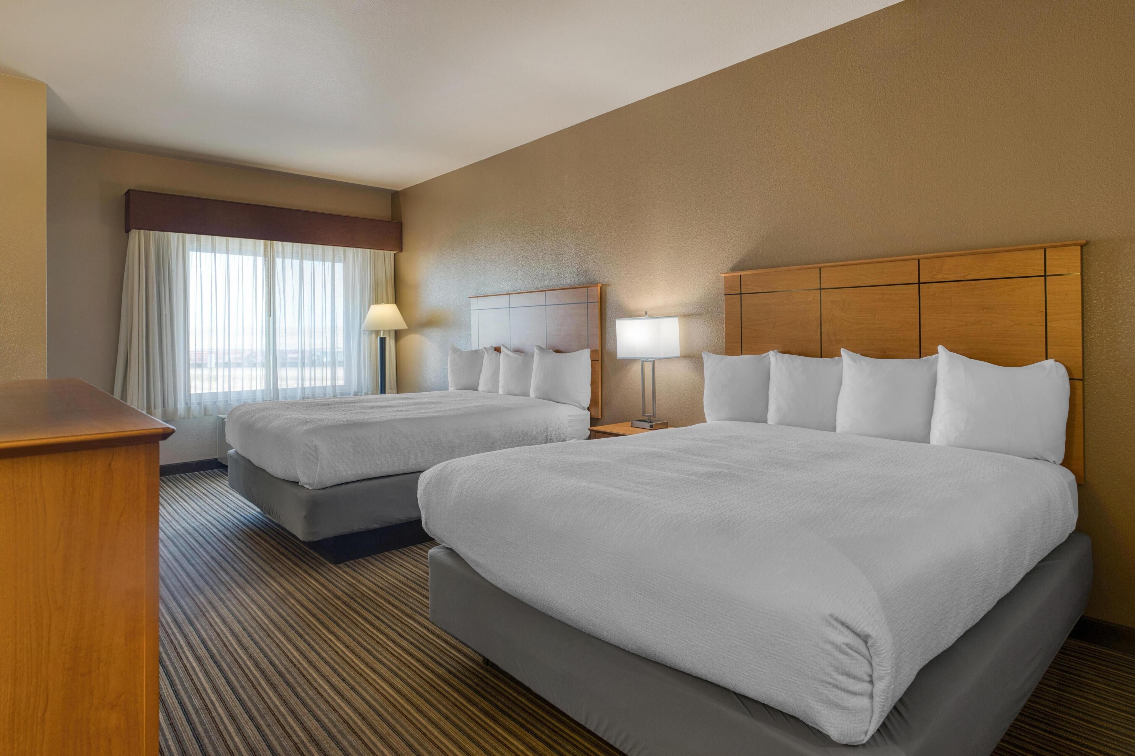 Standard Room, 2 Queen Beds, Accessible, Refrigerator & Microwave | Down duvets, desk, iron/ironing board, free cots/infant beds