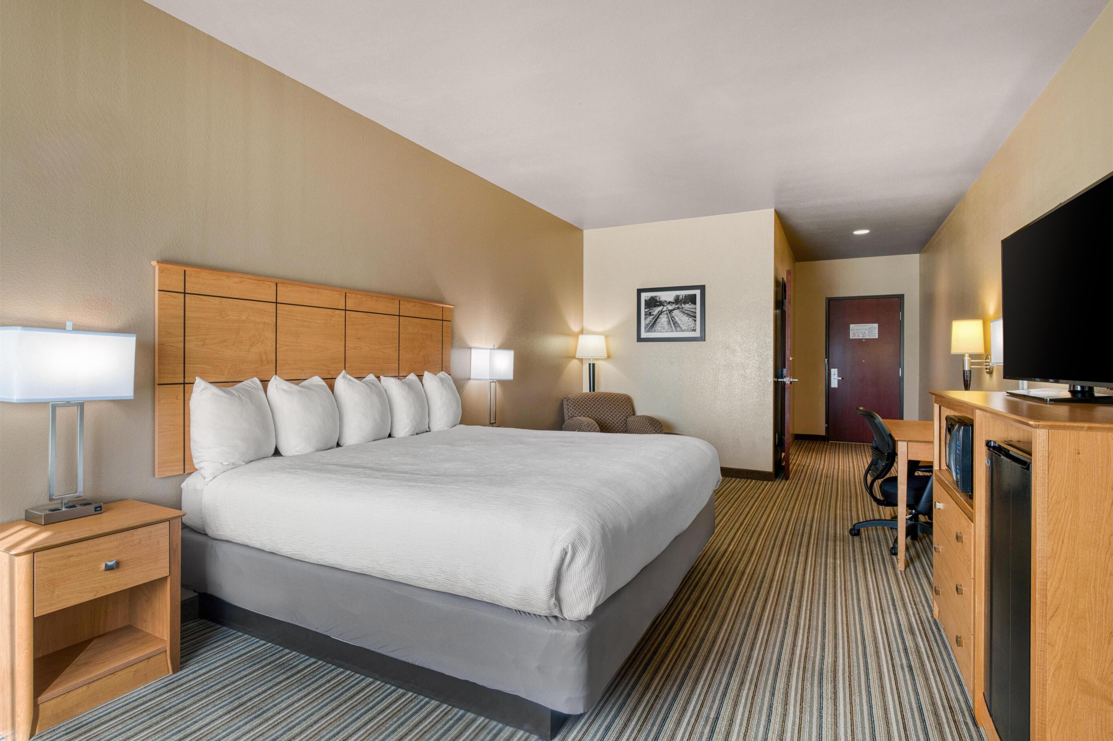 Standard Room, 1 King Bed, Accessible, Refrigerator & Microwave | Down duvets, desk, iron/ironing board, free cots/infant beds