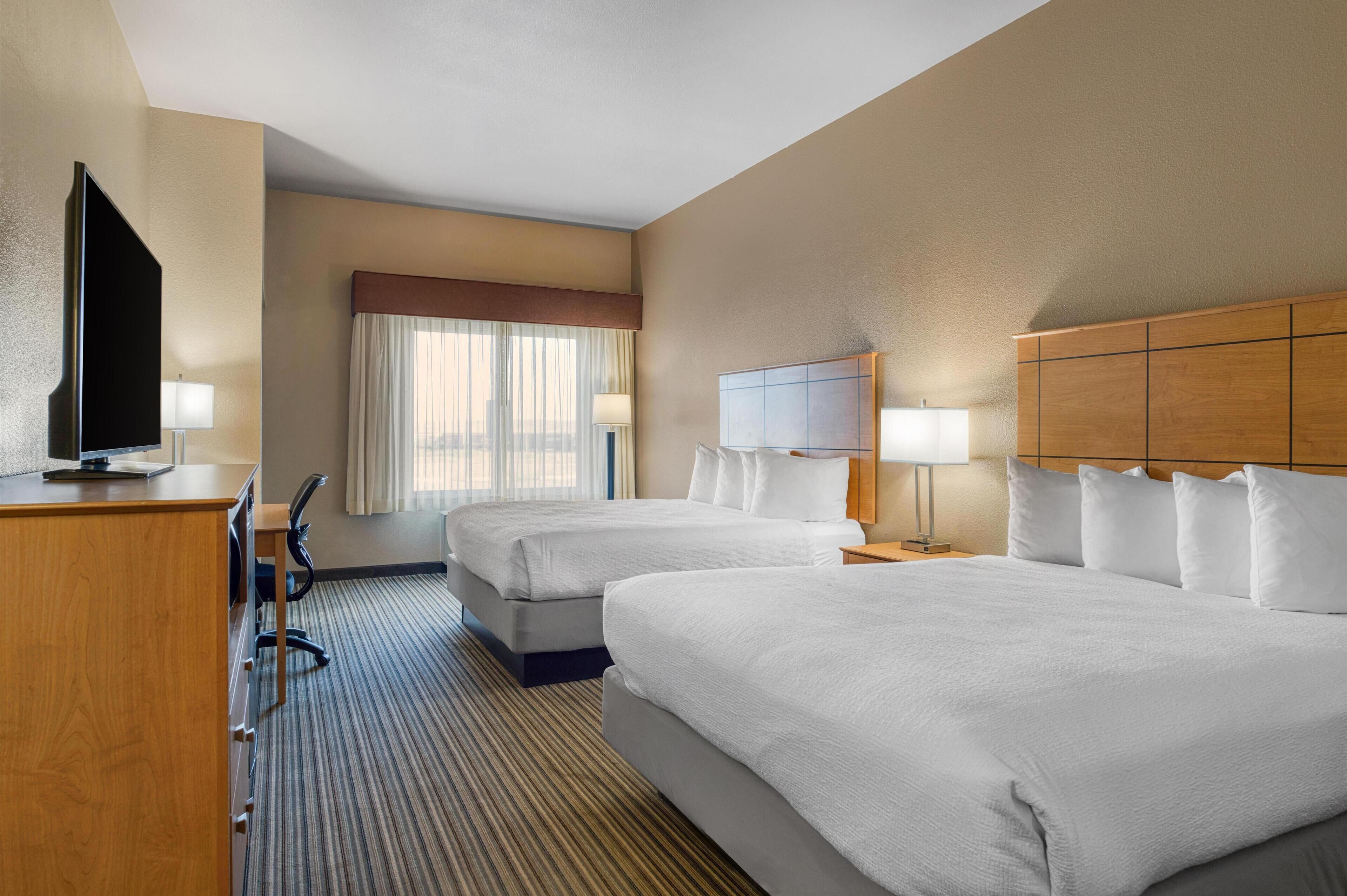 Standard Room, 2 Queen Beds, Accessible, Refrigerator & Microwave | Down duvets, desk, iron/ironing board, free cots/infant beds