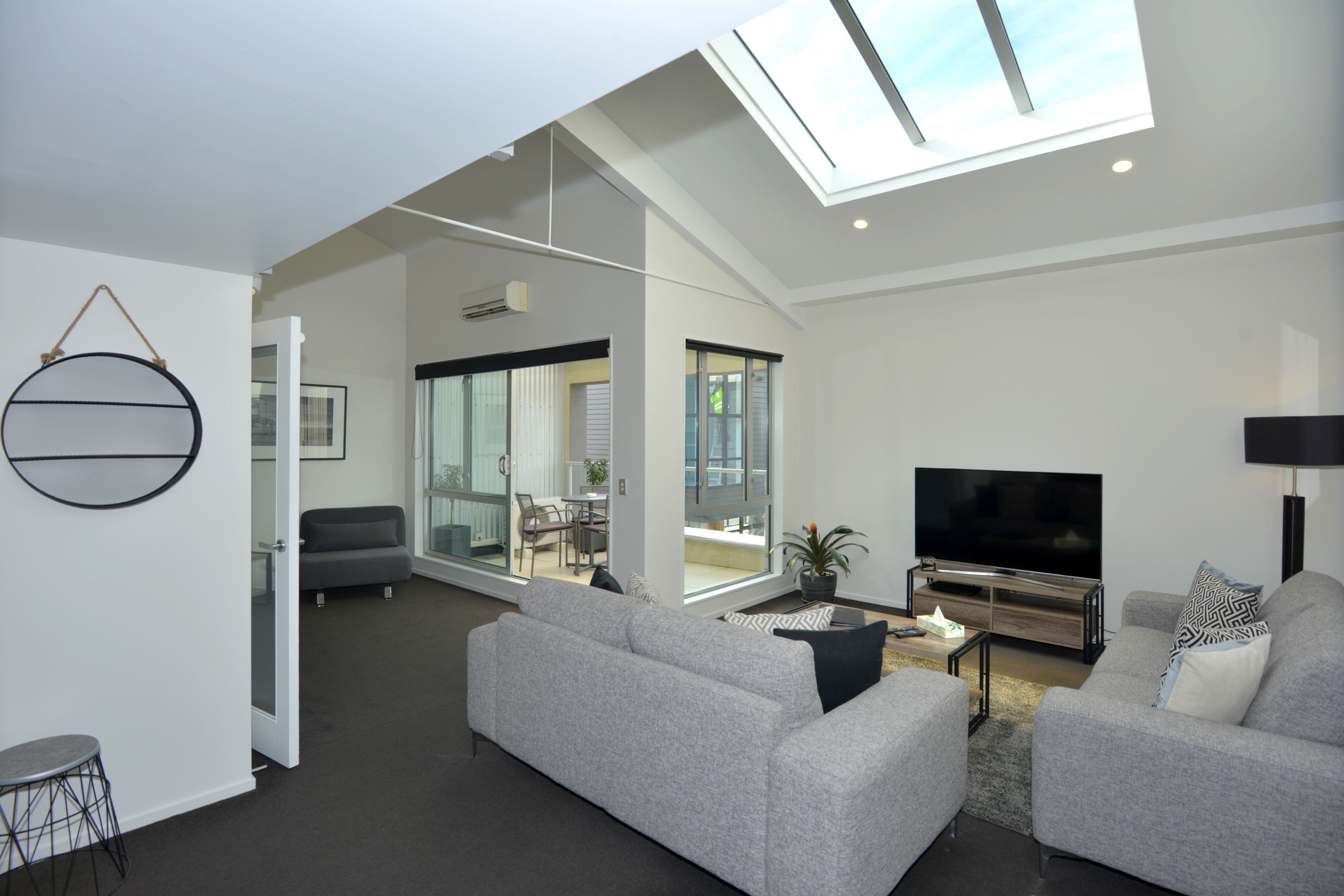 32-inch flat-screen TV with satellite channels, TV