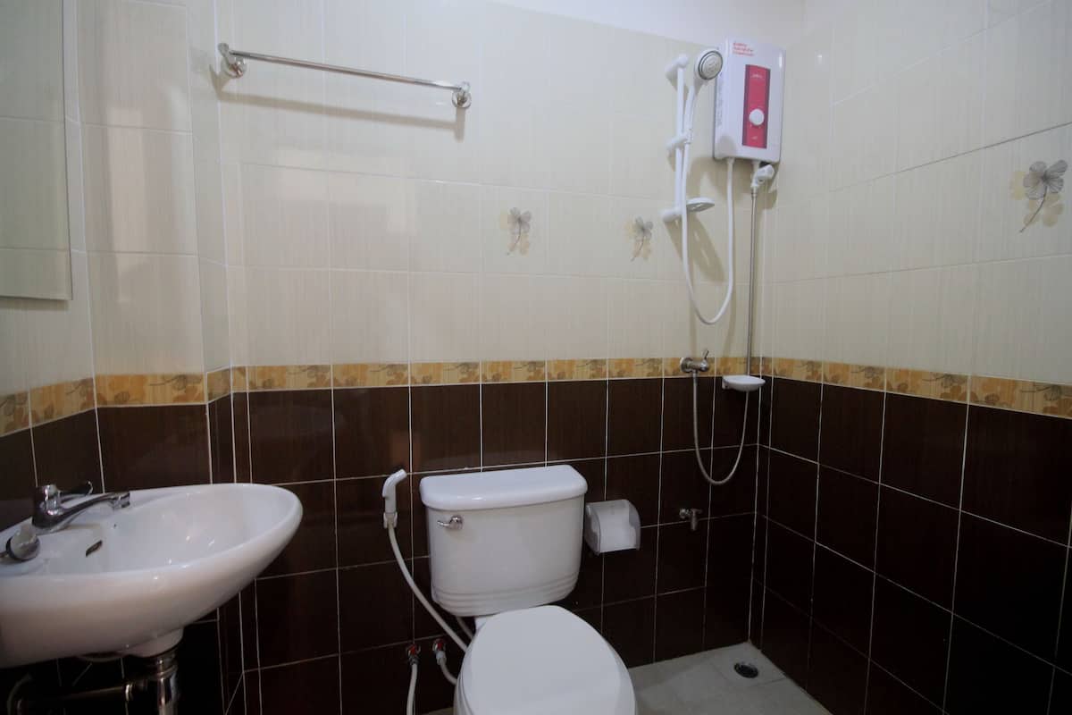 shower, rainfall showerhead, free toiletries, hair dryer