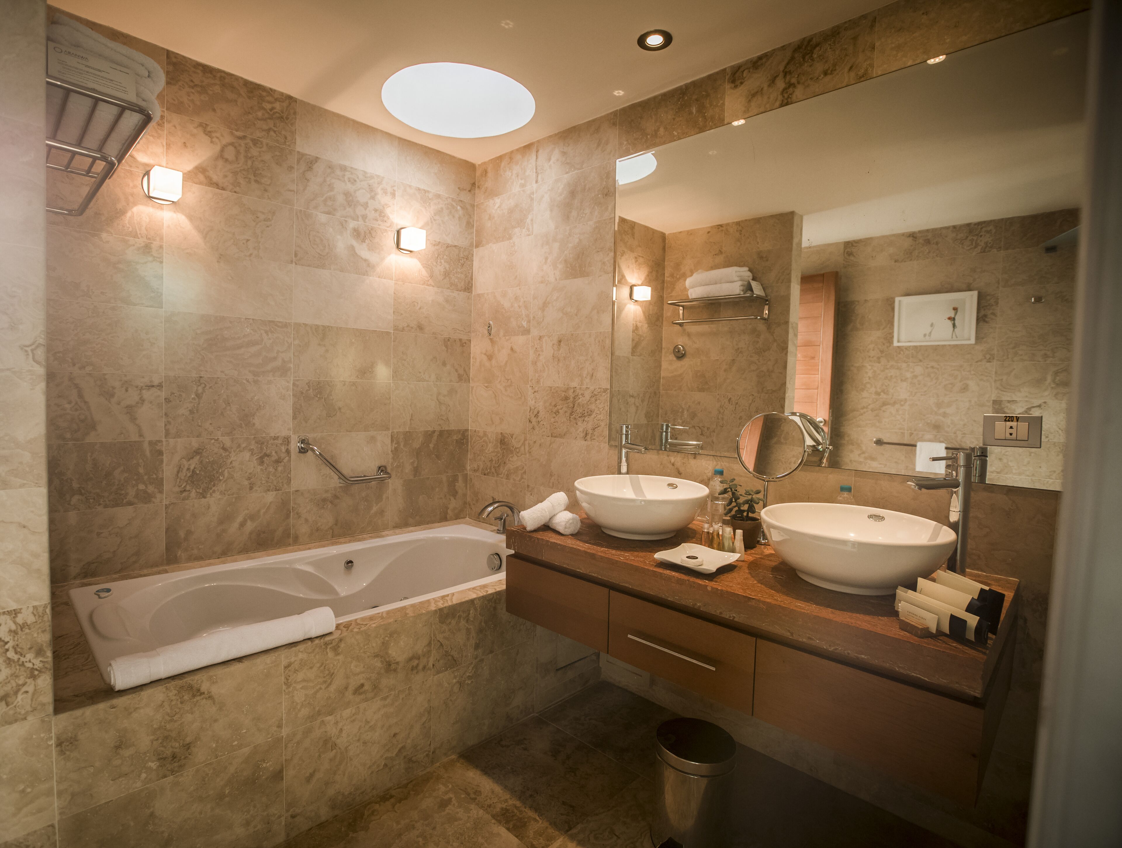 chalet | bathroom | bathtub, hair dryer, towels