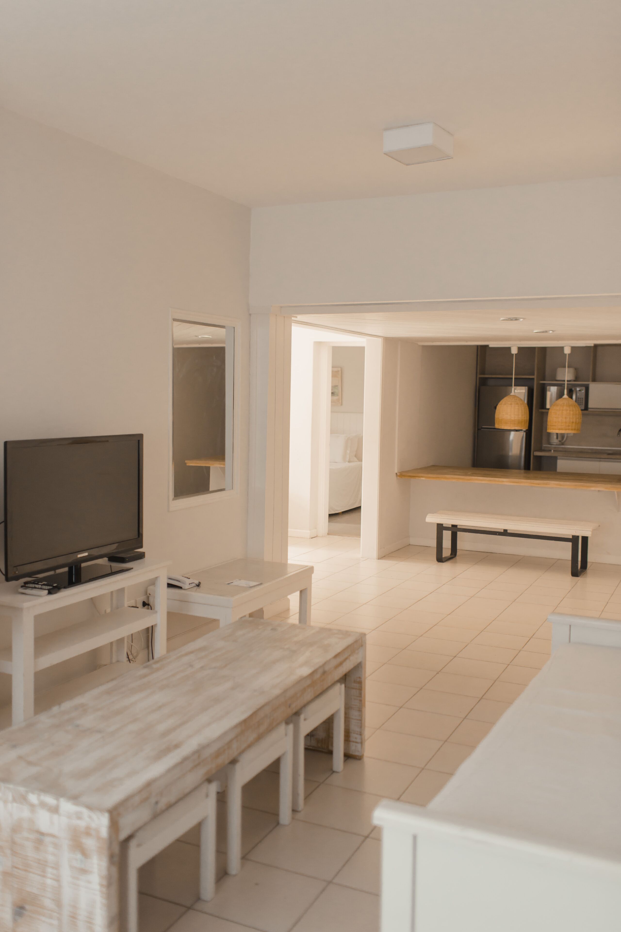 apartment | living area | 32-inch plasma tv with cable channels, tv, books