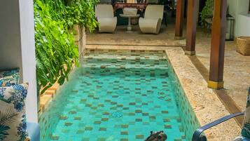 Outdoor pool, pool loungers
