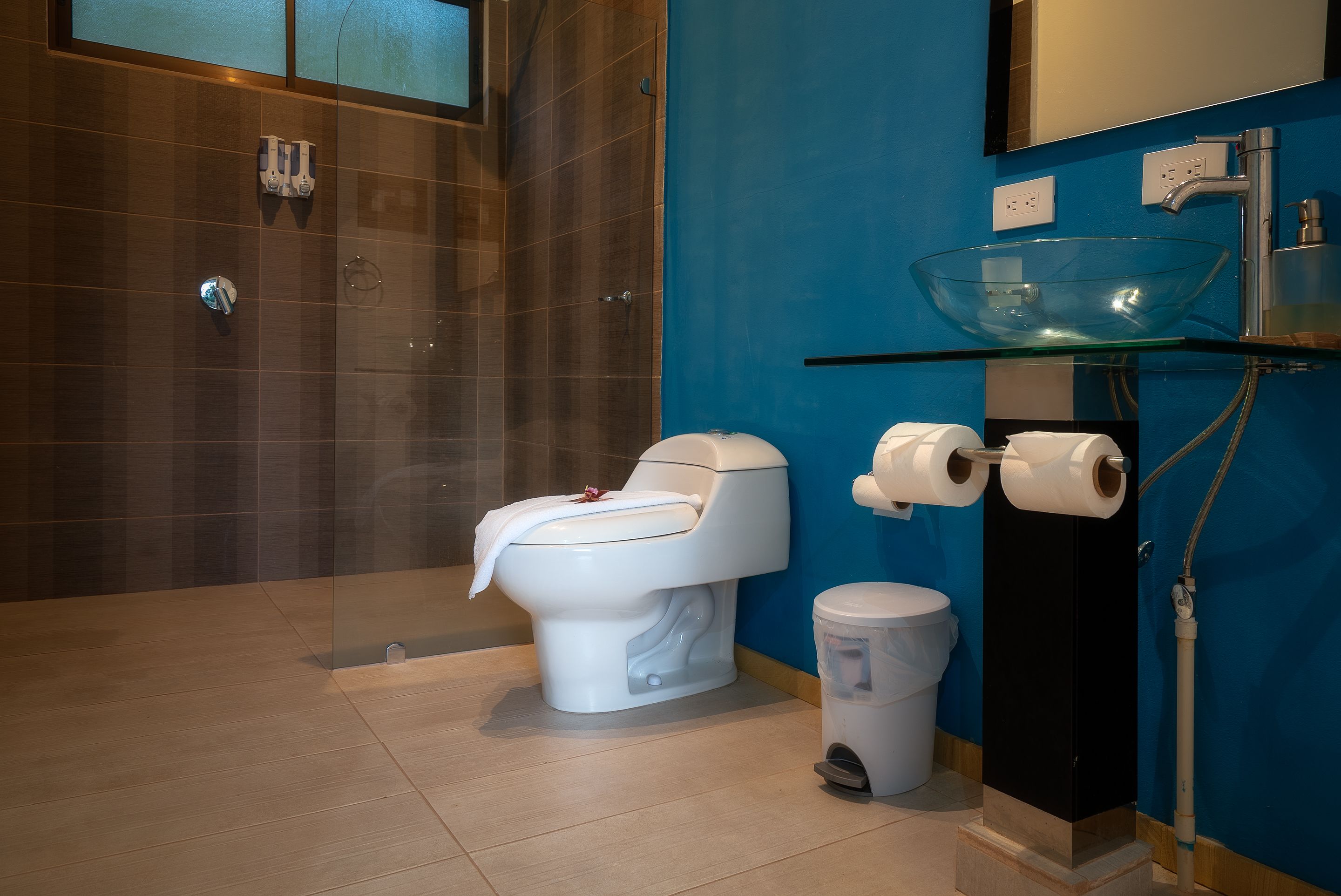 family bungalow, balcony, lakeside | bathroom | shower, rainfall showerhead, free toiletries, towels