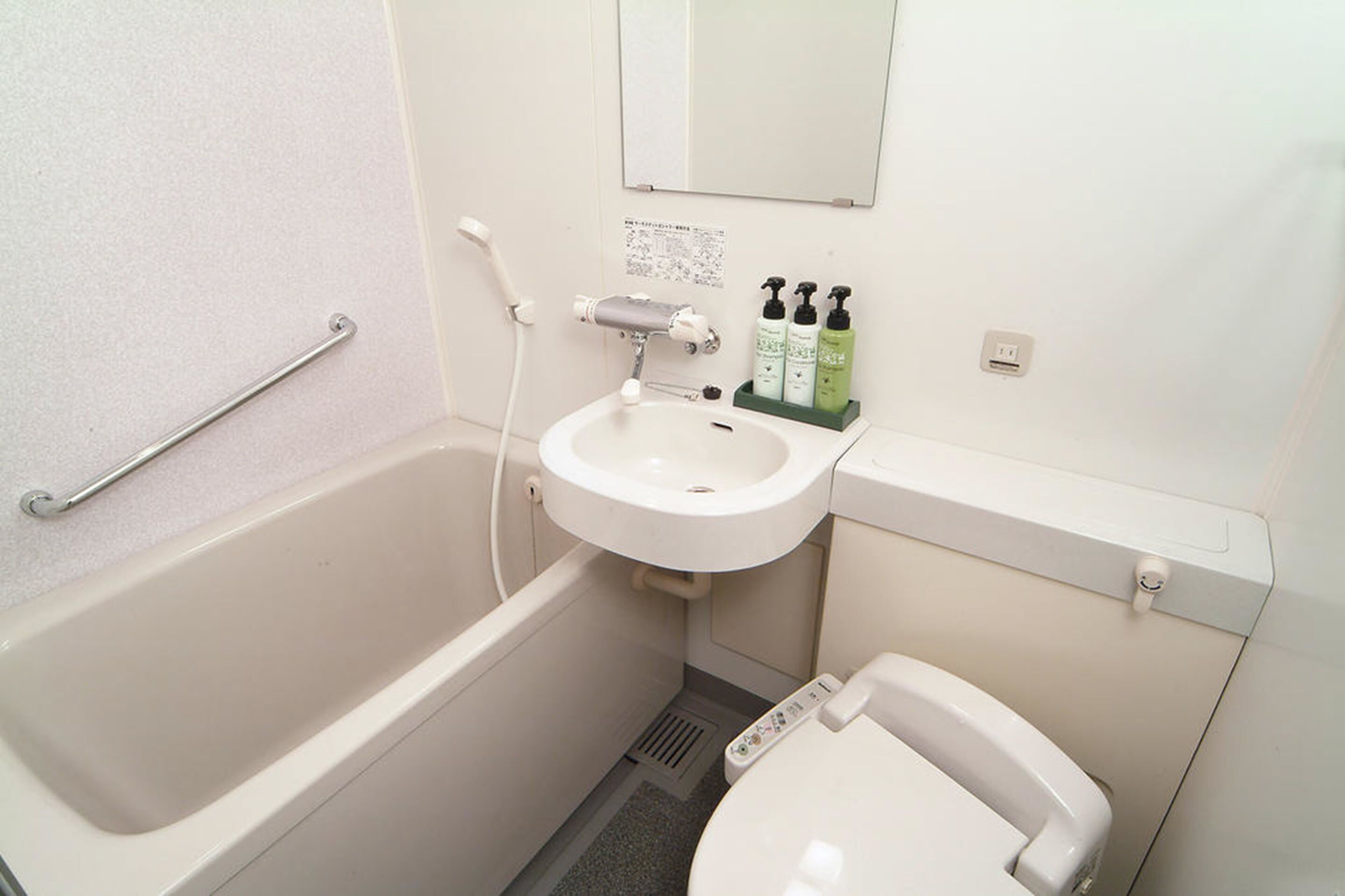 combined shower/bathtub, free toiletries, hair dryer, bidet