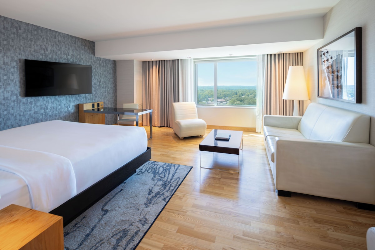 Premium bedding, down comforters, pillowtop beds, in-room safe