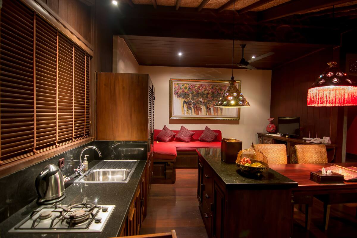 villa, 1 bedroom, private pool | private kitchenette | full-sized fridge, microwave, dishwasher, coffee/tea maker