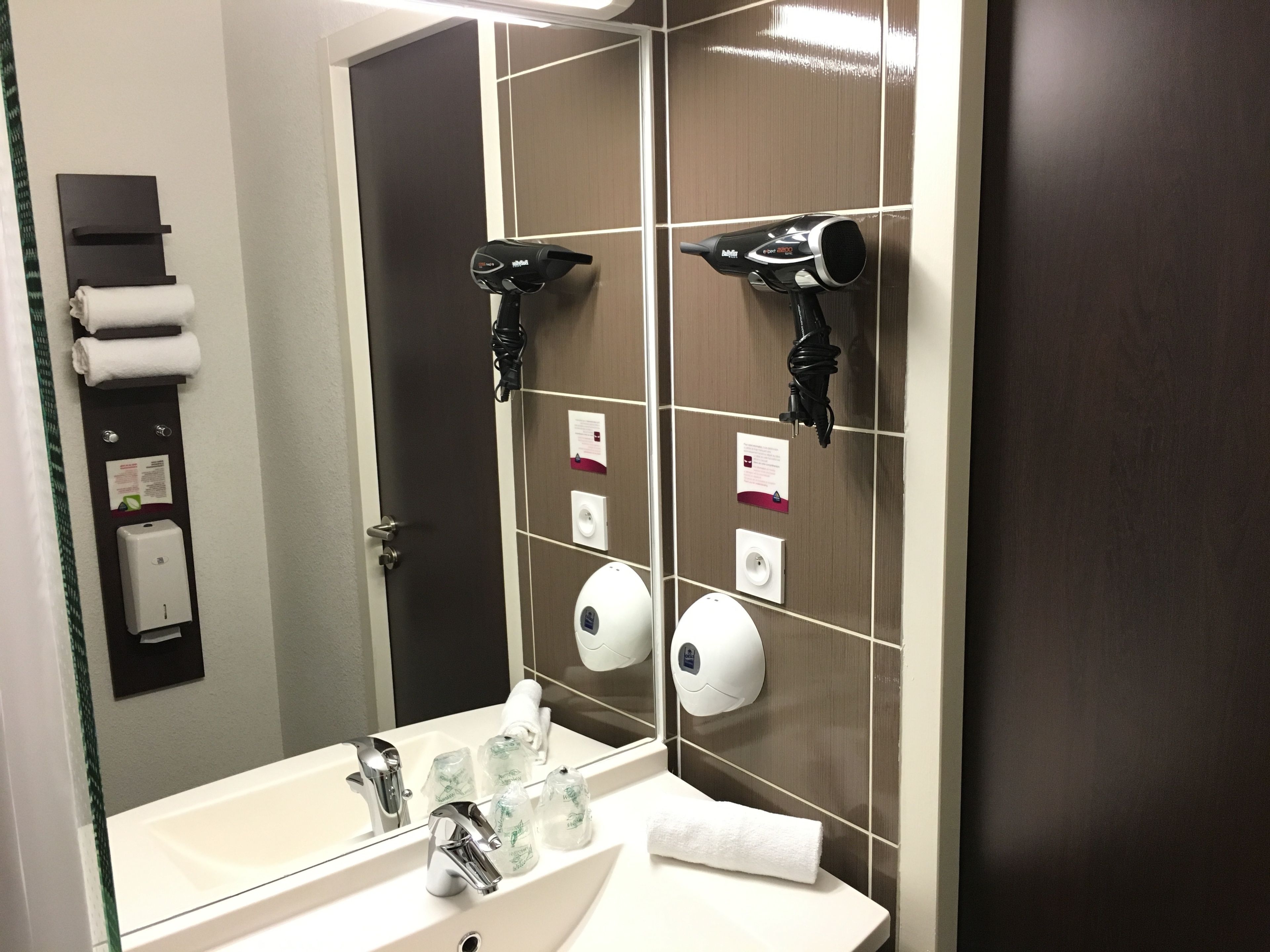 shower, eco-friendly toiletries, hair dryer, towels