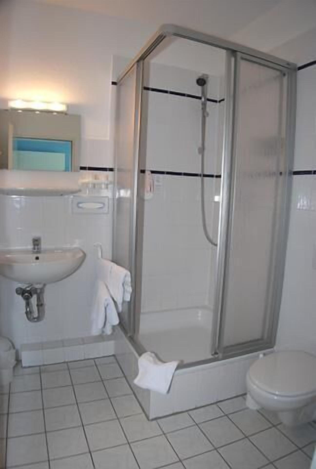 double room (with shower) | bathroom | shower, free toiletries, hair dryer, towels