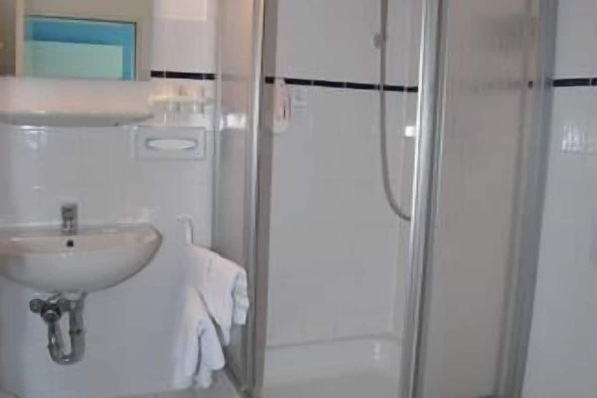 double room (with shower) | bathroom | shower, free toiletries, hair dryer, towels