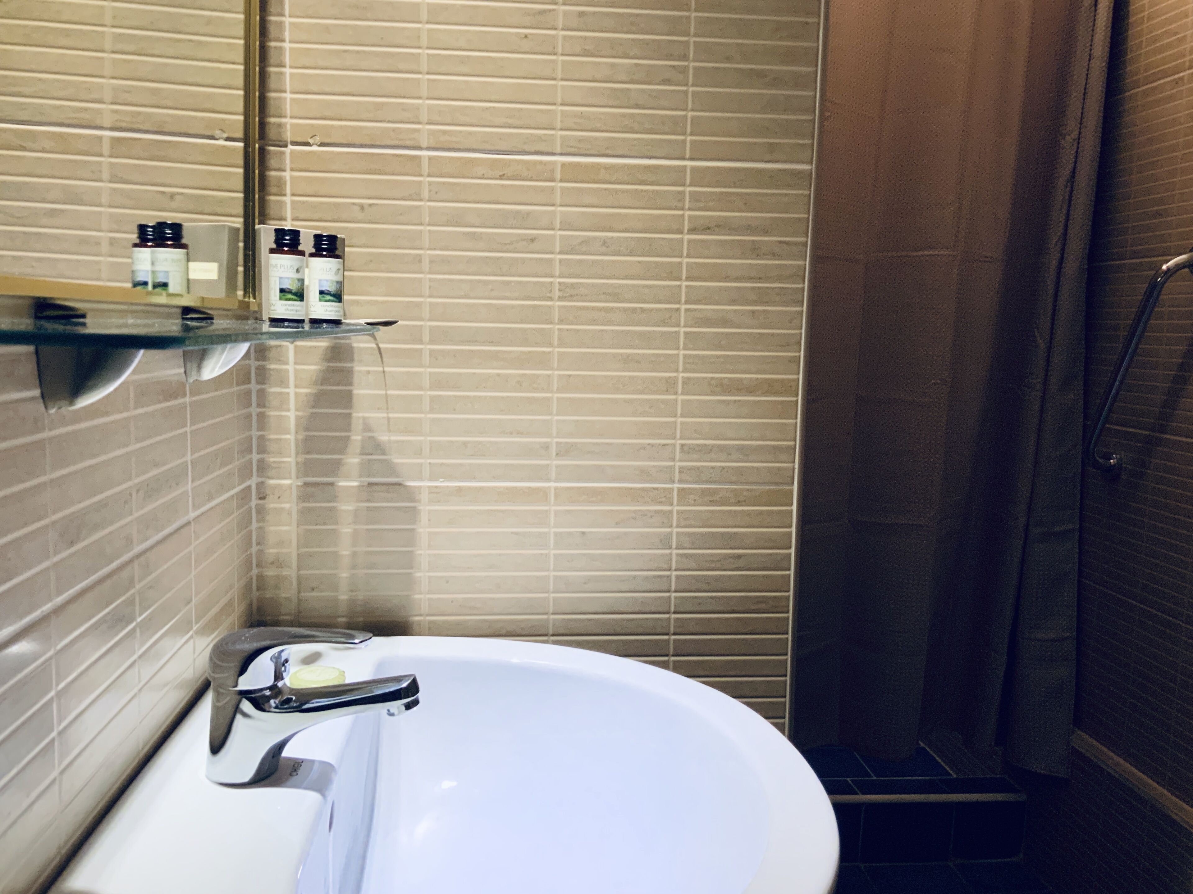 shower, slippers, towels