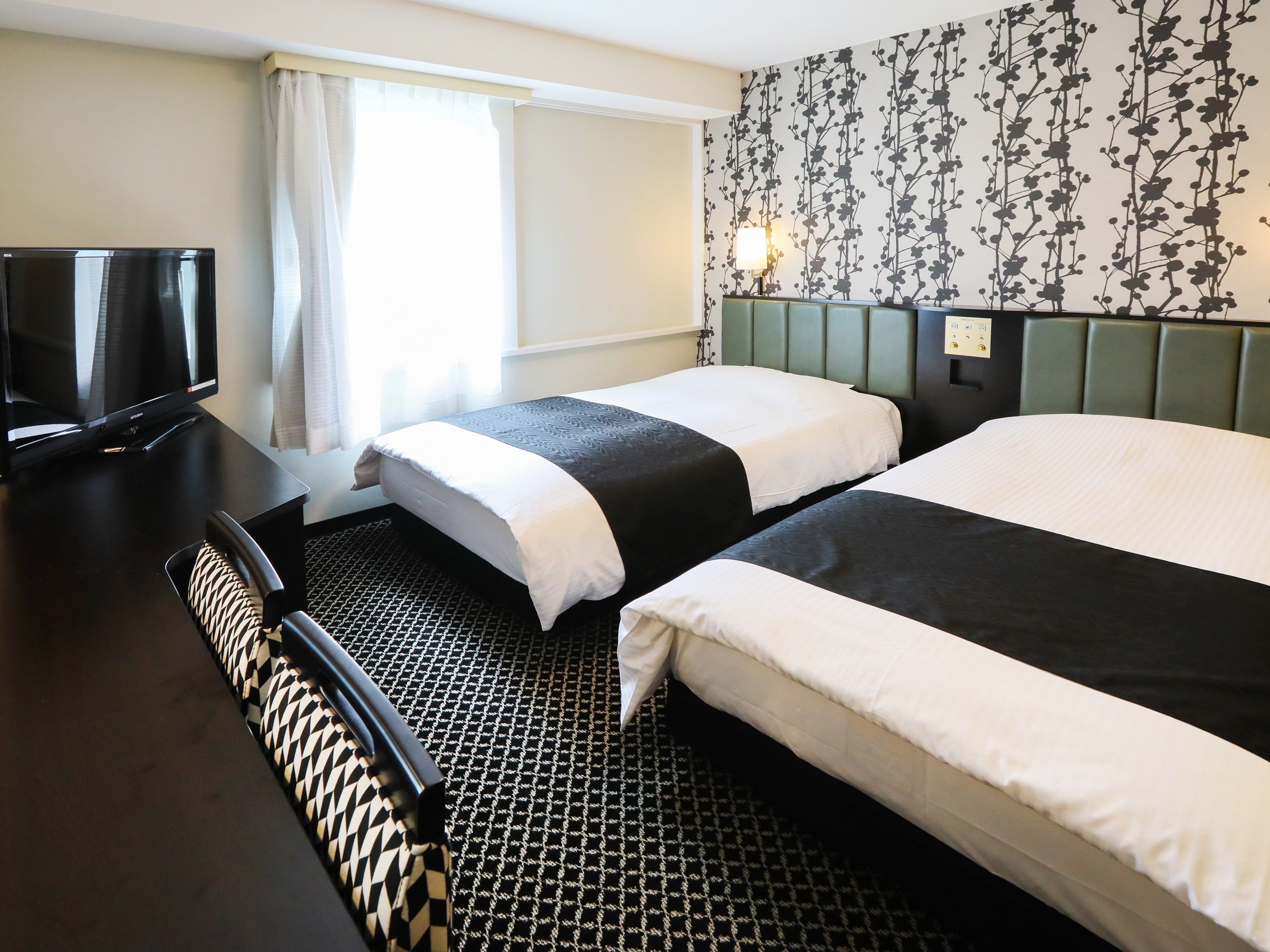 desk, blackout curtains, free wifi, bed sheets