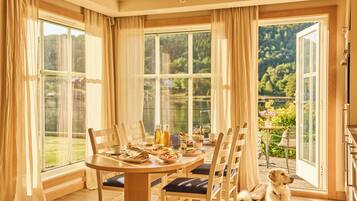 Fridge, electric kettle, cookware/dishes/utensils