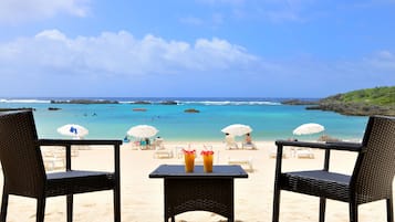 Private beach nearby, white sand