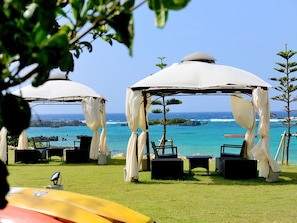Private beach nearby, white sand