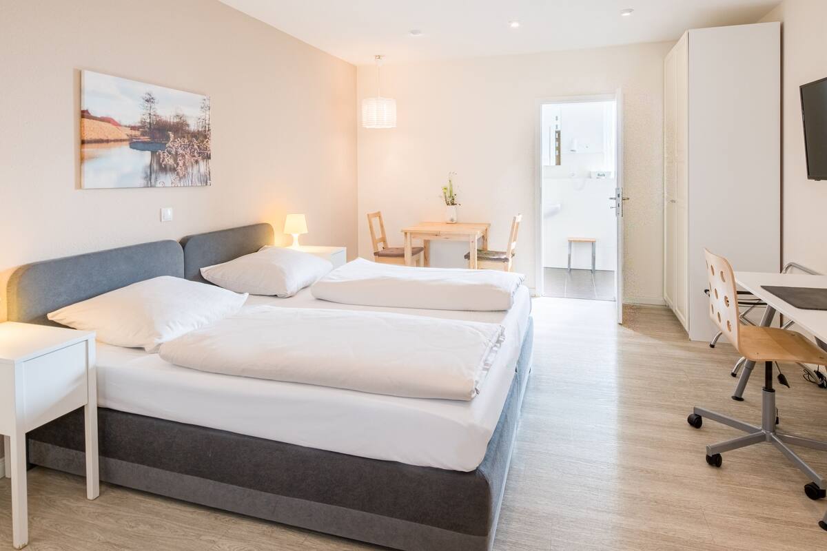 standard apartment, kitchen | minibar, in-room safe, desk, laptop workspace