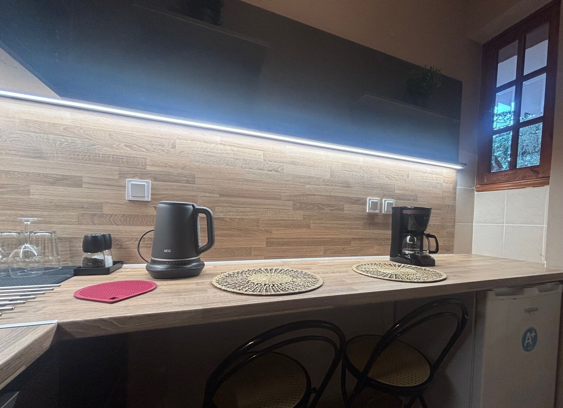 studio ground floor garden view | private kitchen | fridge