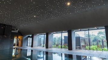 Indoor pool, seasonal outdoor pool, lifeguards on site