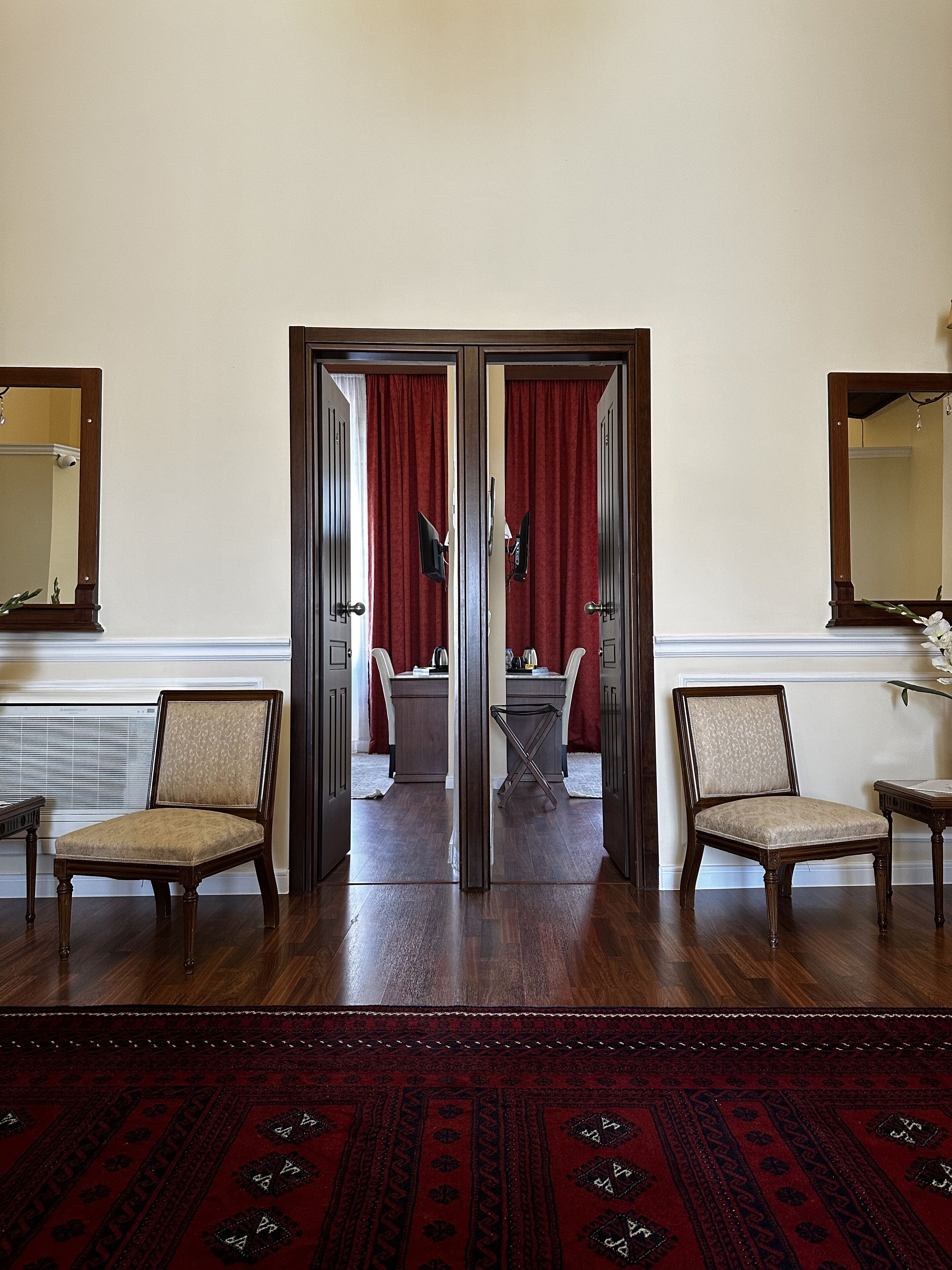 double room | premium bedding, desk, laptop workspace, blackout curtains