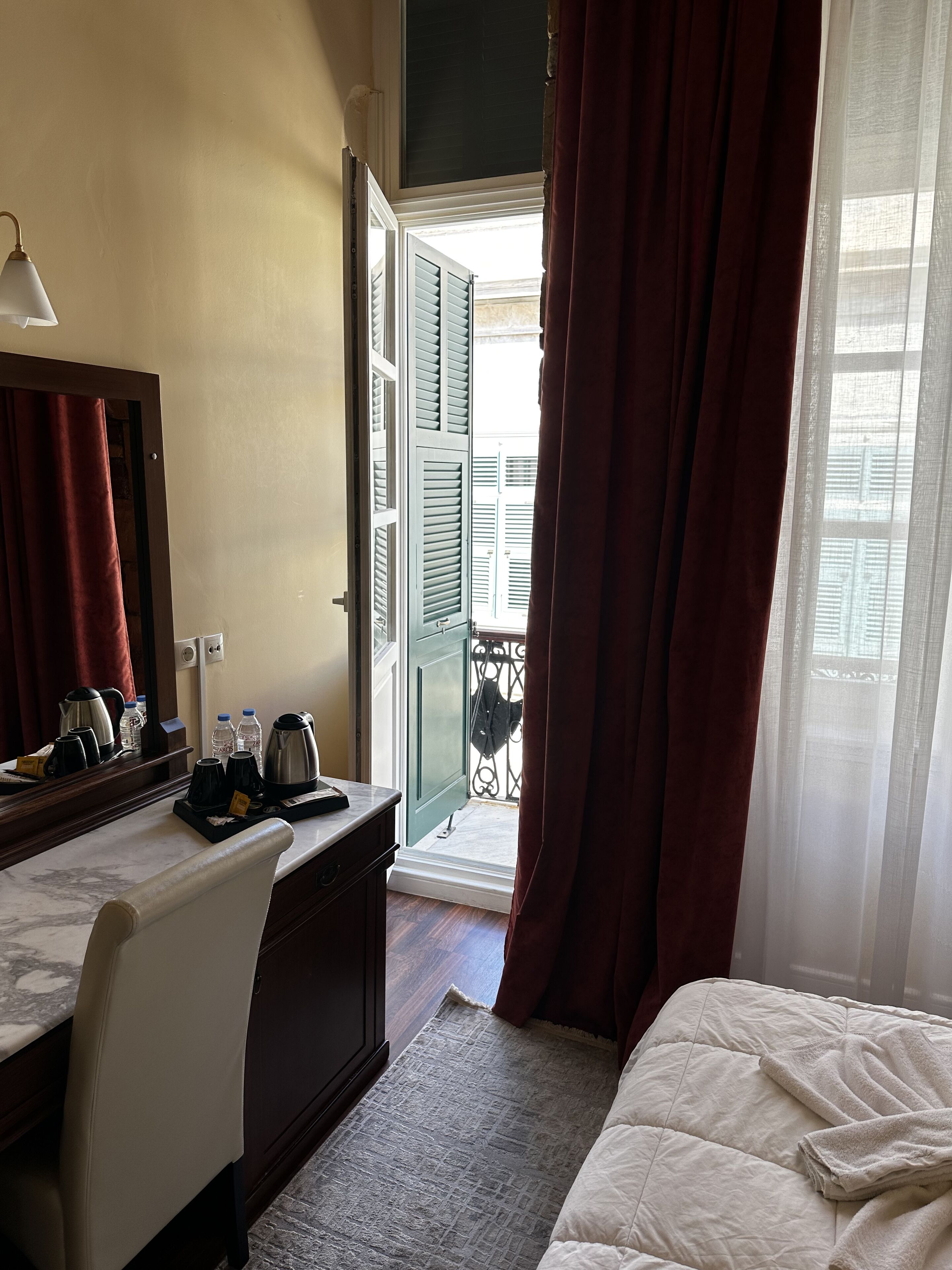 double room | premium bedding, desk, laptop workspace, blackout curtains
