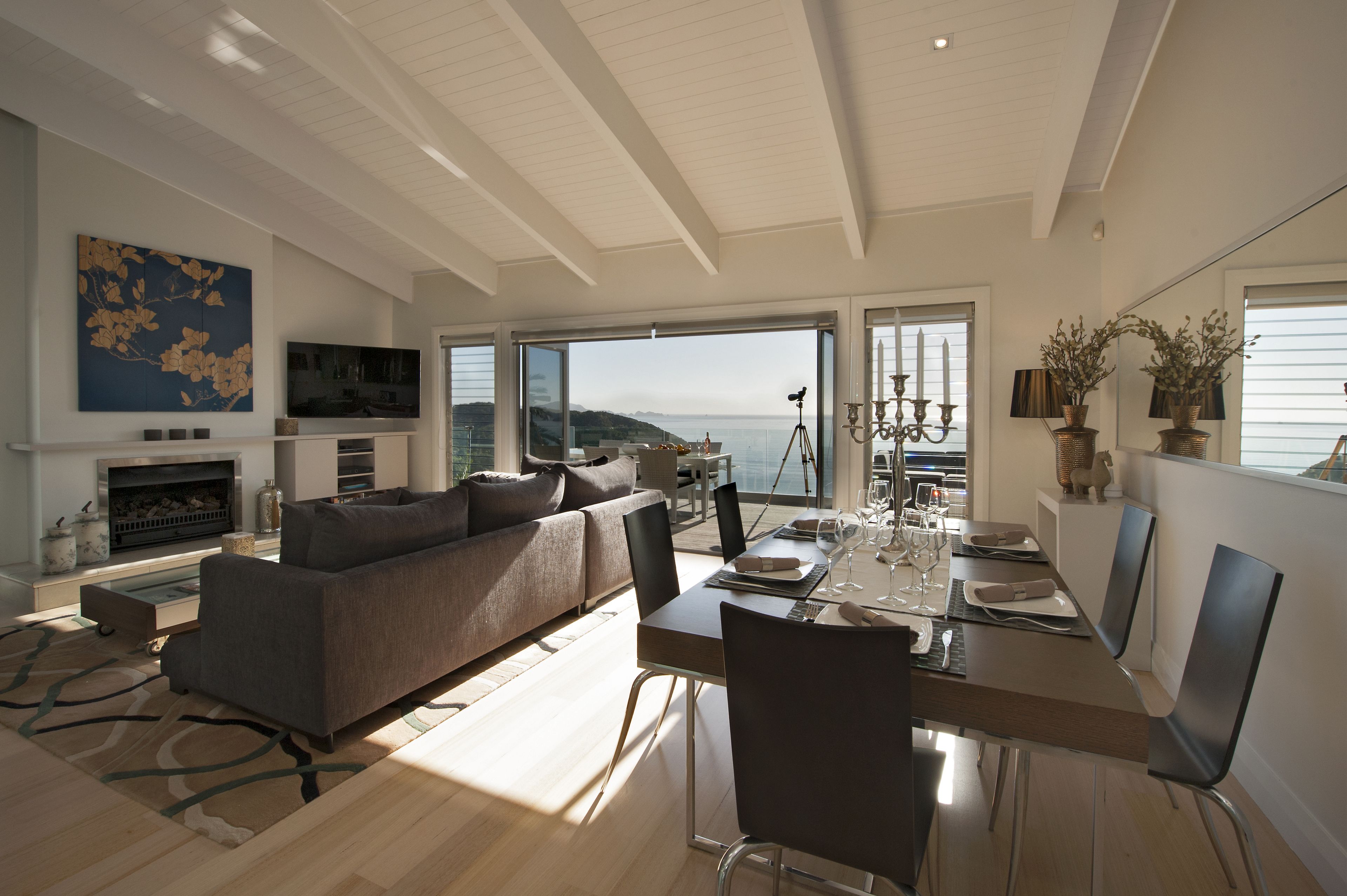 Luxury Villa, 3 Bedrooms, Ocean View | Living area | 32-inch flat-screen TV with satellite channels, TV, fireplace