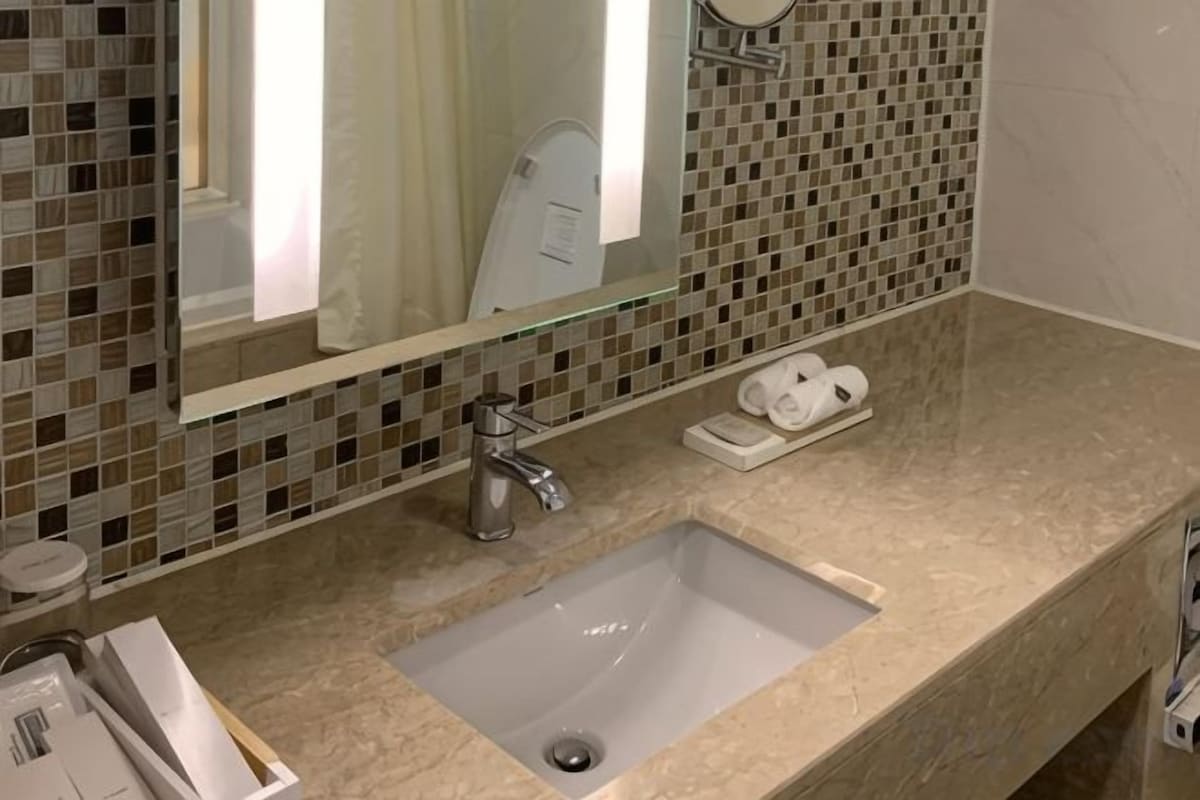 Rainfall showerhead, hair dryer, bathrobes, bidet