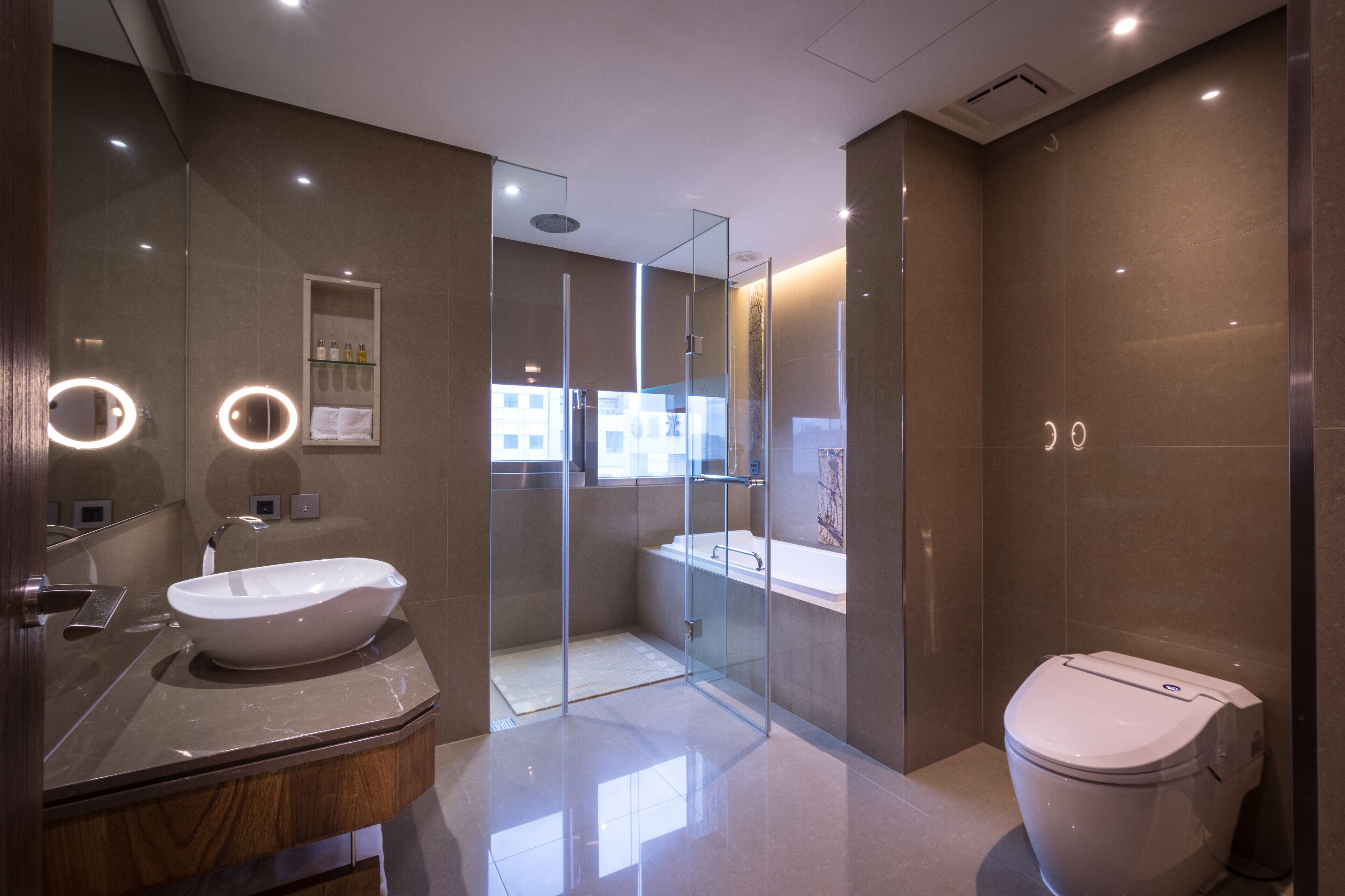 hair dryer, slippers, bidet, towels