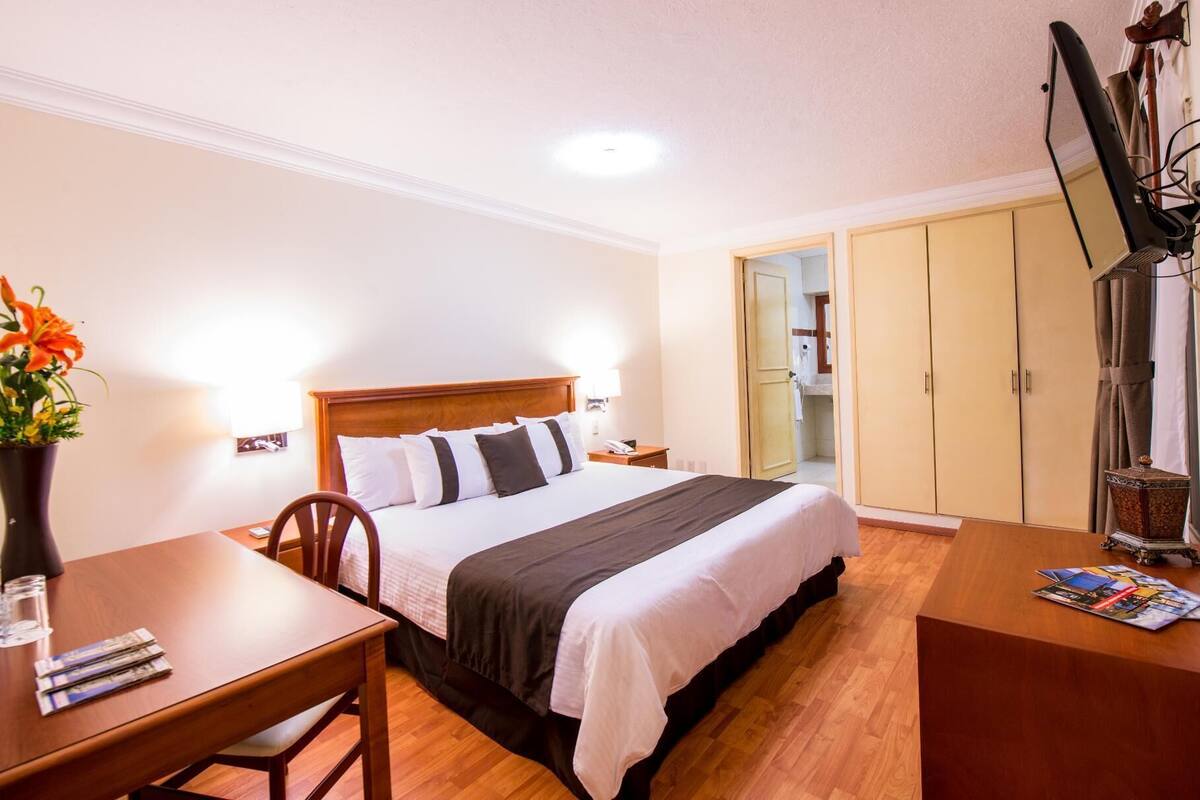In-room safe, desk, iron/ironing board, cribs (free)