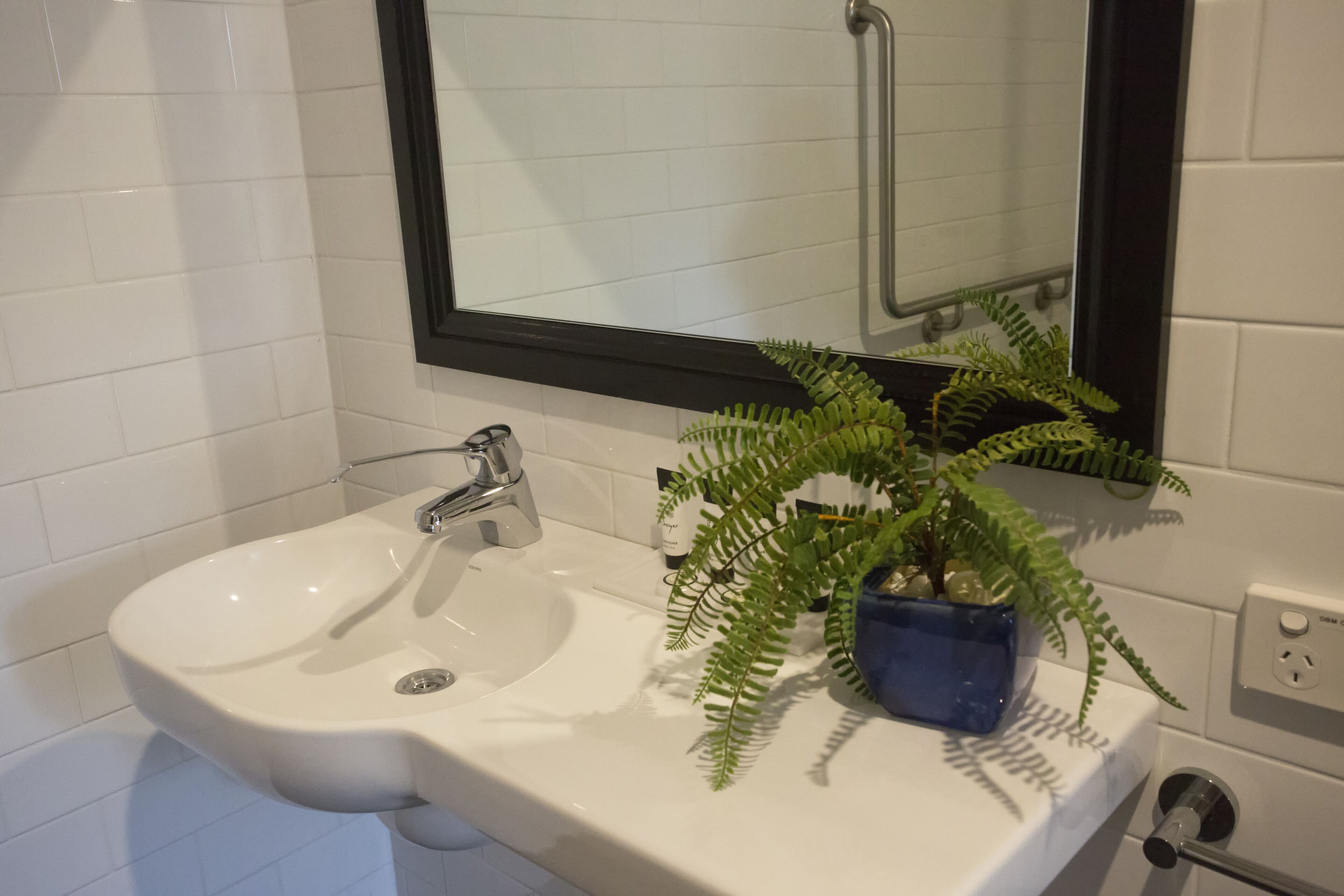king room disability access | bathroom | free toiletries, hair dryer, soap, shampoo