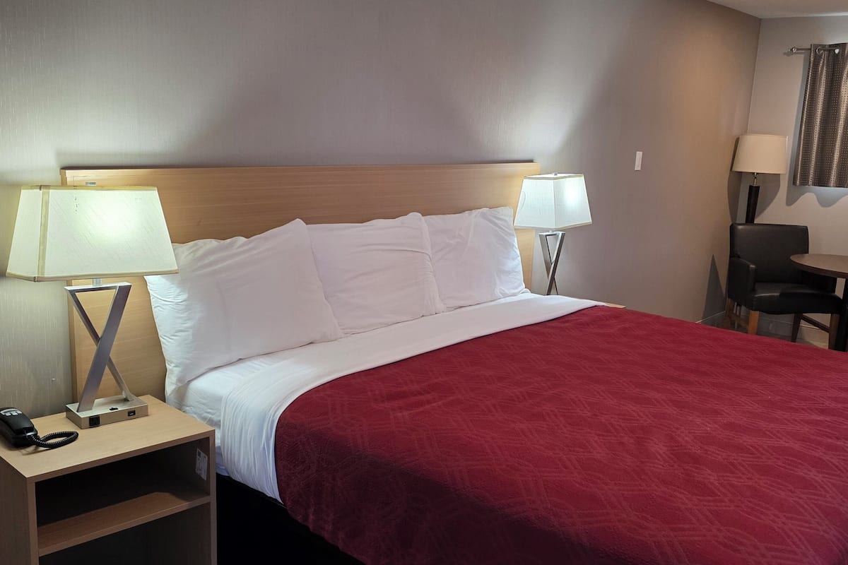 Chambre, 1 très grand lit | Bureau, rideaux occultants, fer et planche à repasser, Wi-Fi gratuit