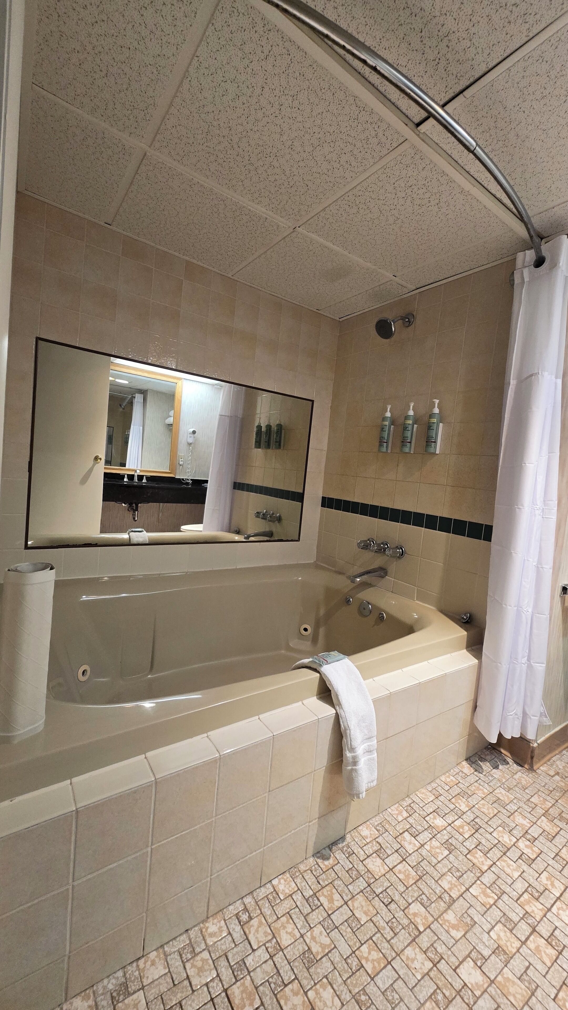 Hair dryer, towels