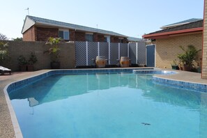 Outdoor pool, pool loungers