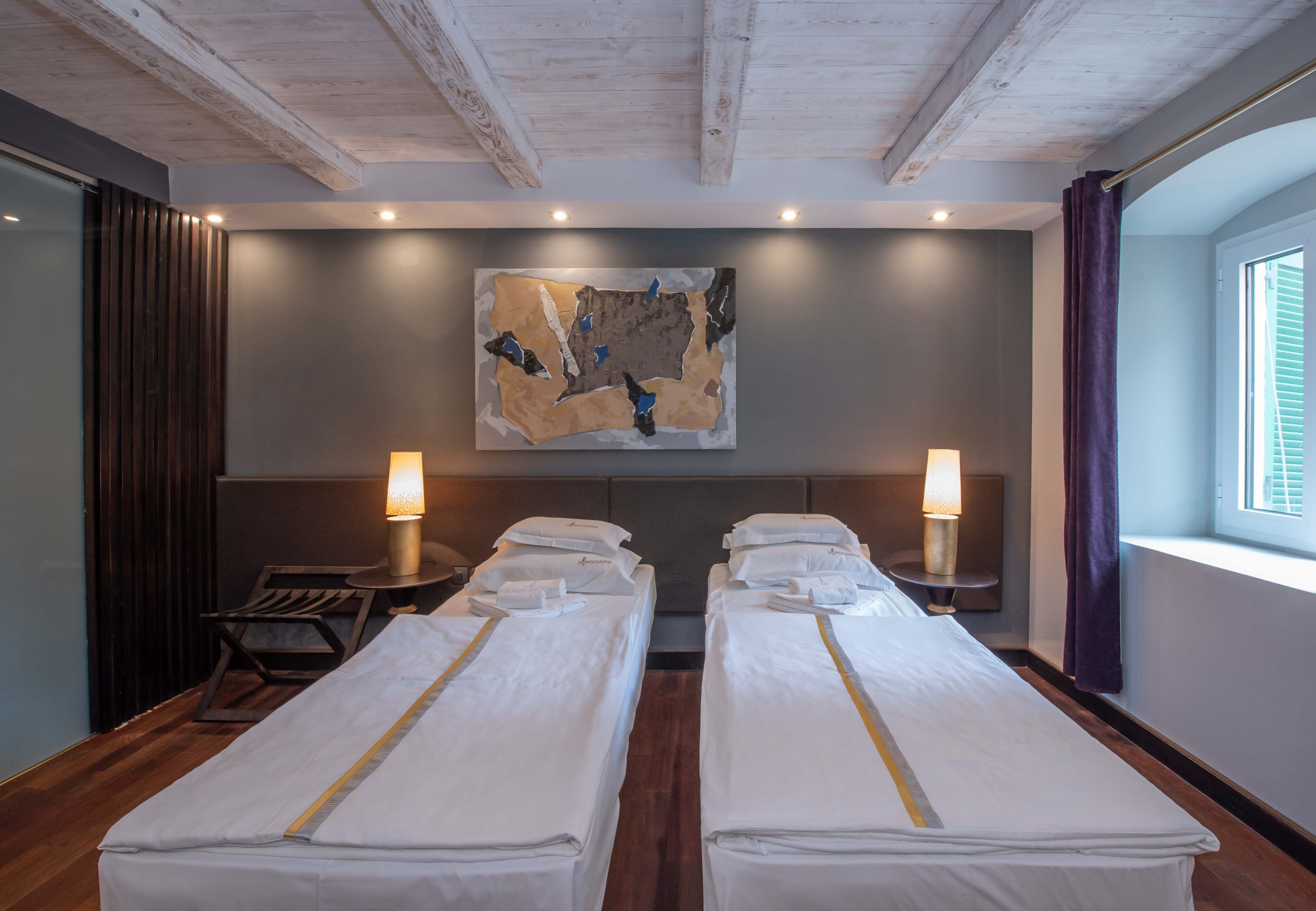 standard twin room | down duvets, memory-foam beds, minibar, in-room safe