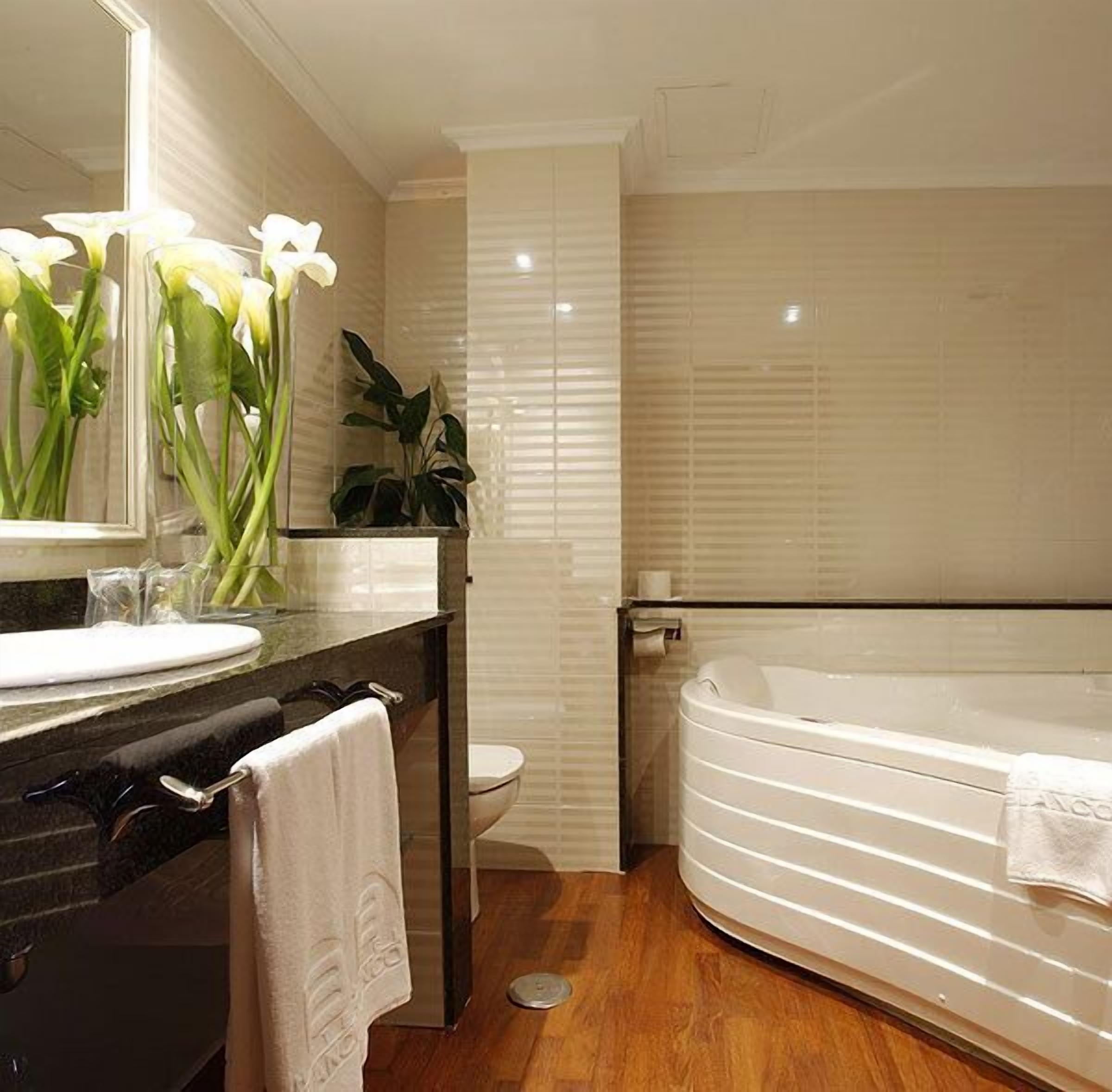 bathtub, free toiletries, hair dryer, bidet