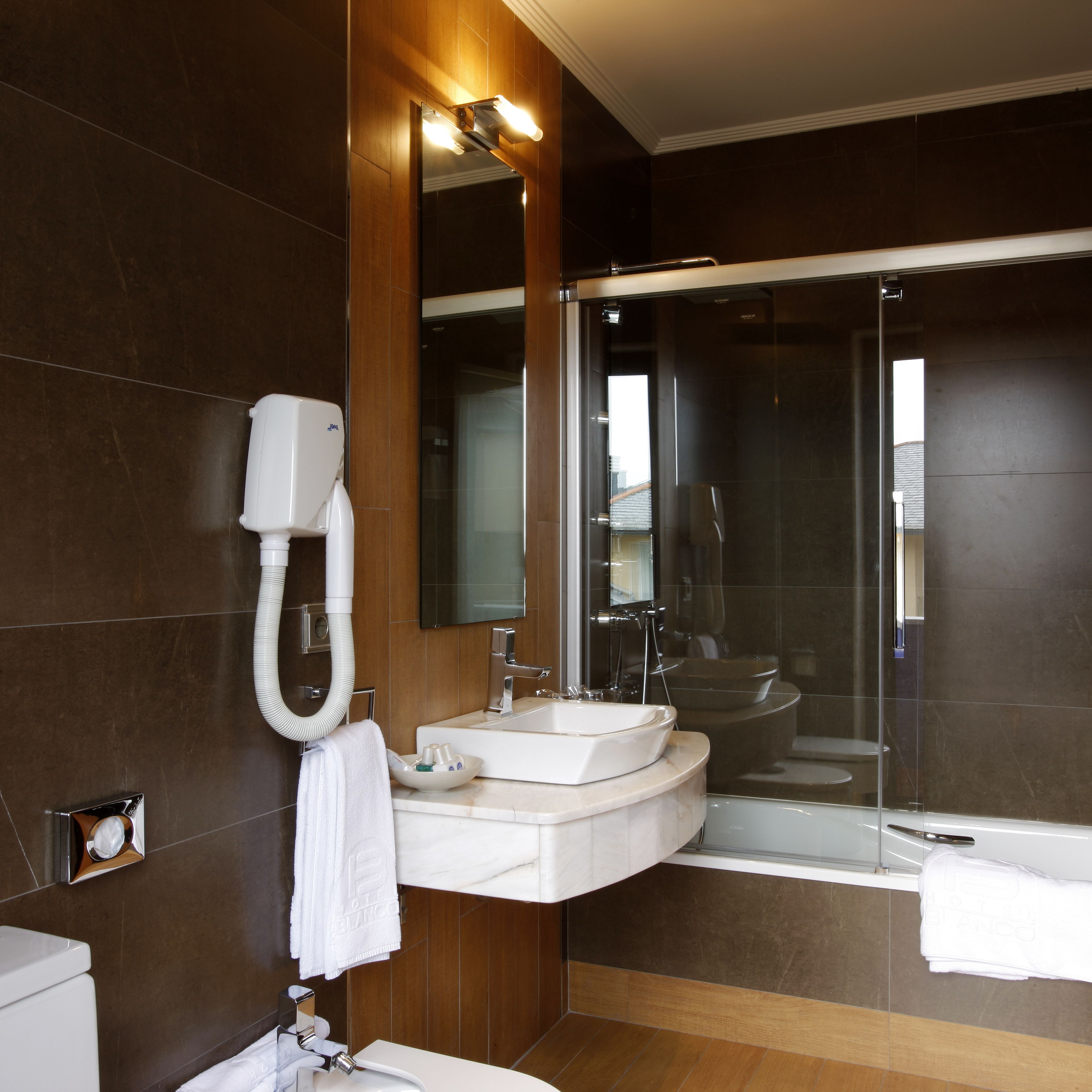 bathtub, free toiletries, hair dryer, bidet