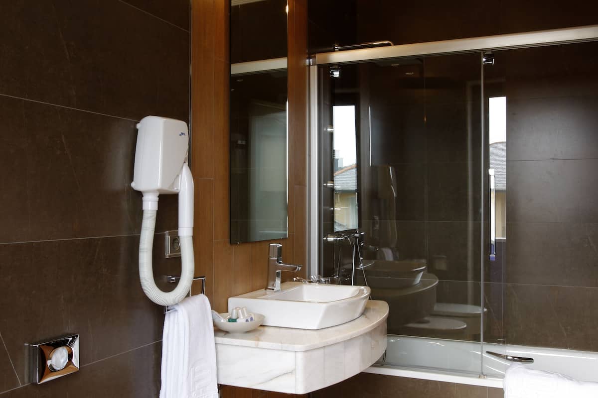 bathtub, free toiletries, hair dryer, bidet