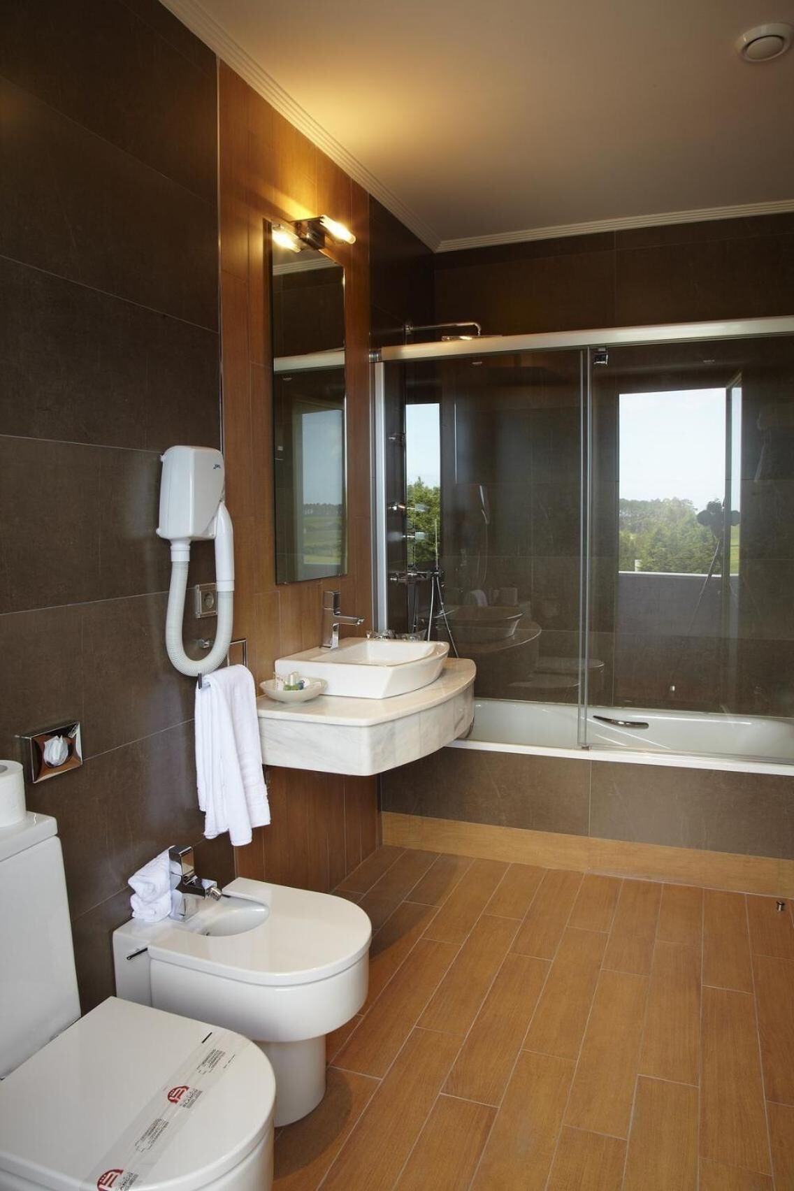 bathtub, free toiletries, hair dryer, bidet