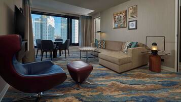 Suite, 1 King Bed (Spa) | Living area | 55-inch flat-screen TV with cable channels