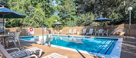 Outdoor pool, pool loungers