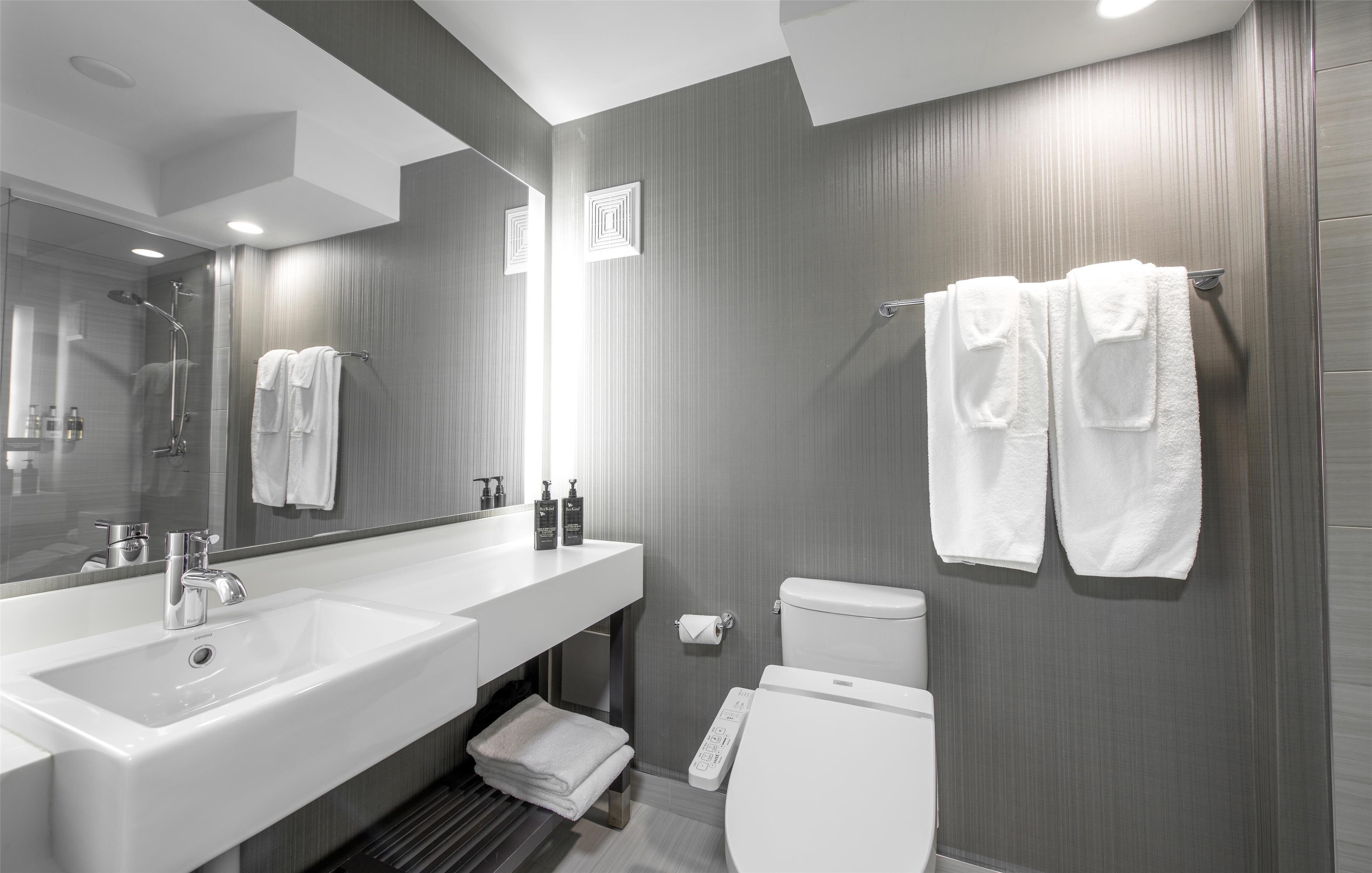 Free toiletries, hair dryer, towels
