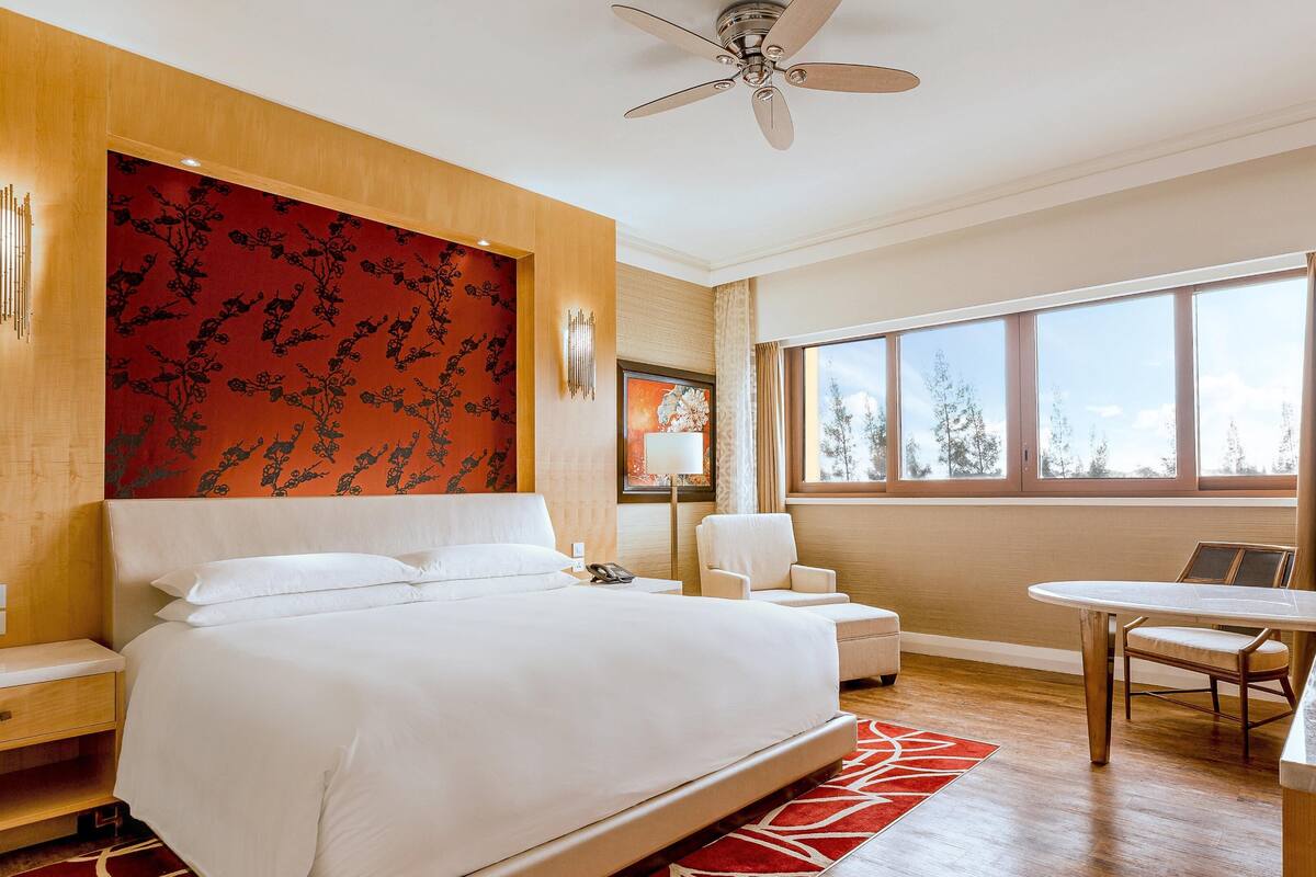 Down comforters, minibar (free items), in-room safe, desk