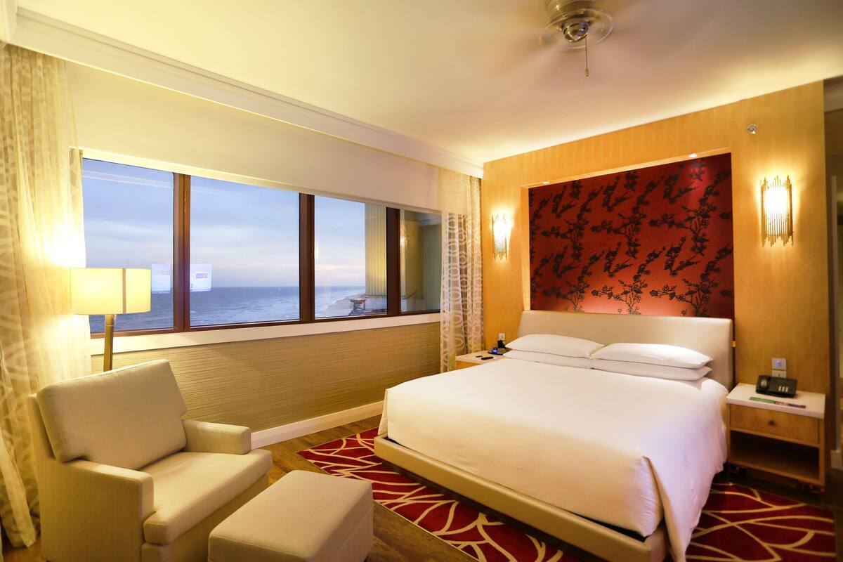 Down comforters, minibar (free items), in-room safe, desk