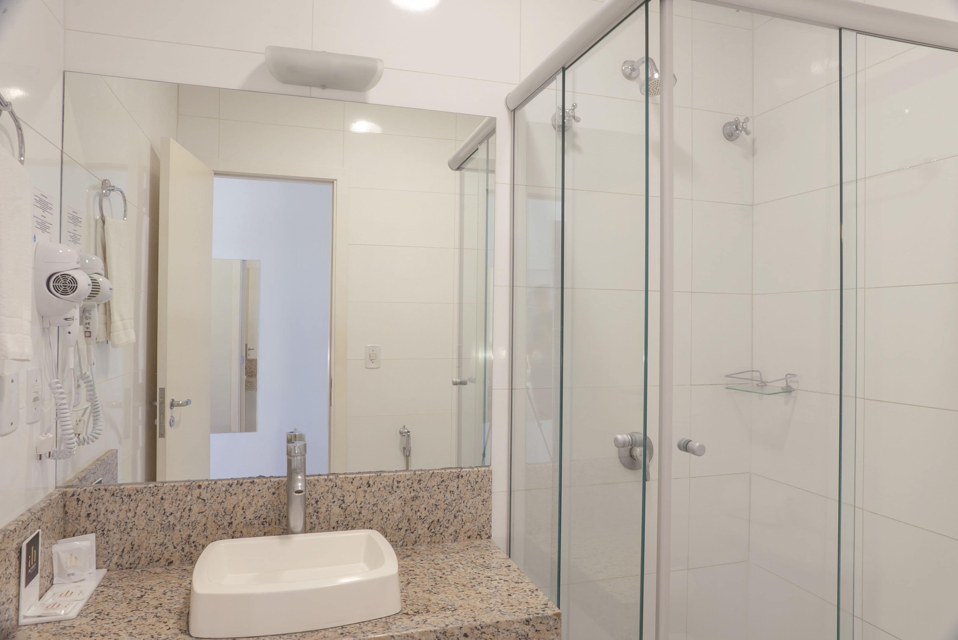 shower, rainfall showerhead, free toiletries, hair dryer