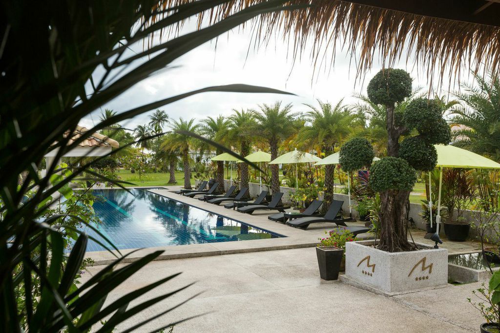 seasonal outdoor pool, pool umbrellas, pool loungers