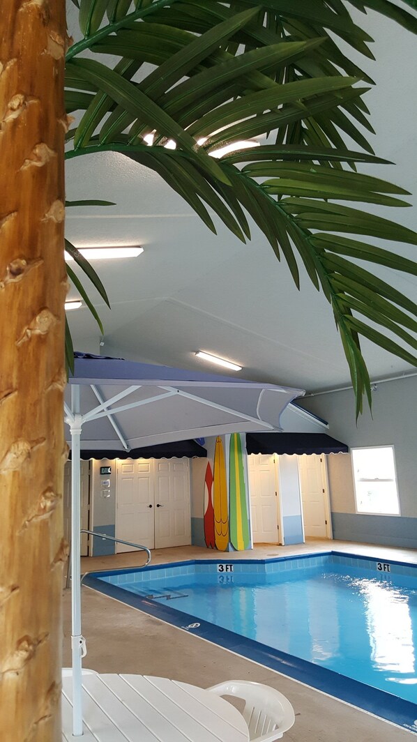 Indoor pool, sun loungers