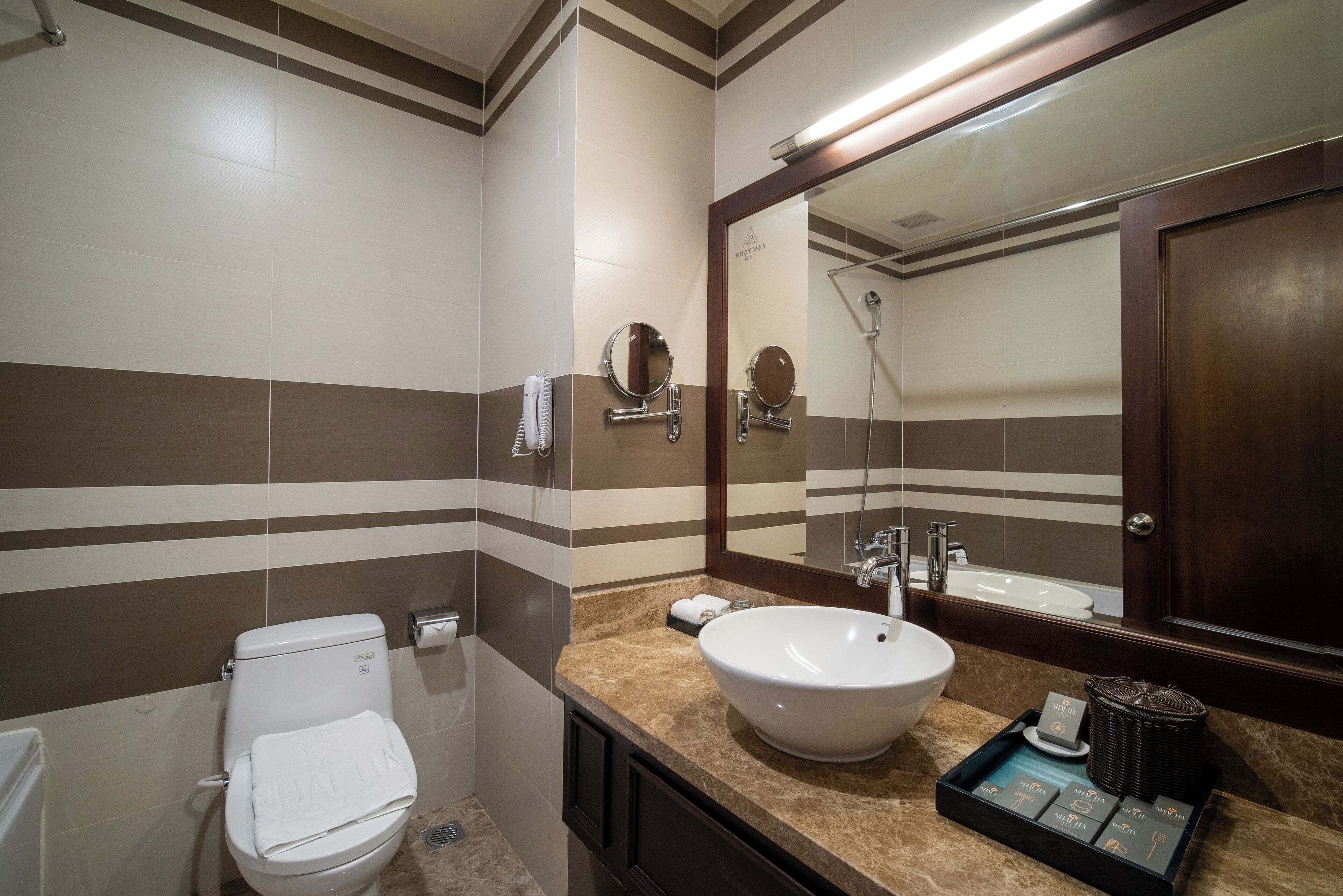 free toiletries, hair dryer, towels