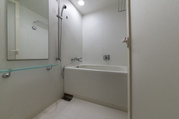Combined shower/bathtub, hair dryer, slippers, electronic bidet